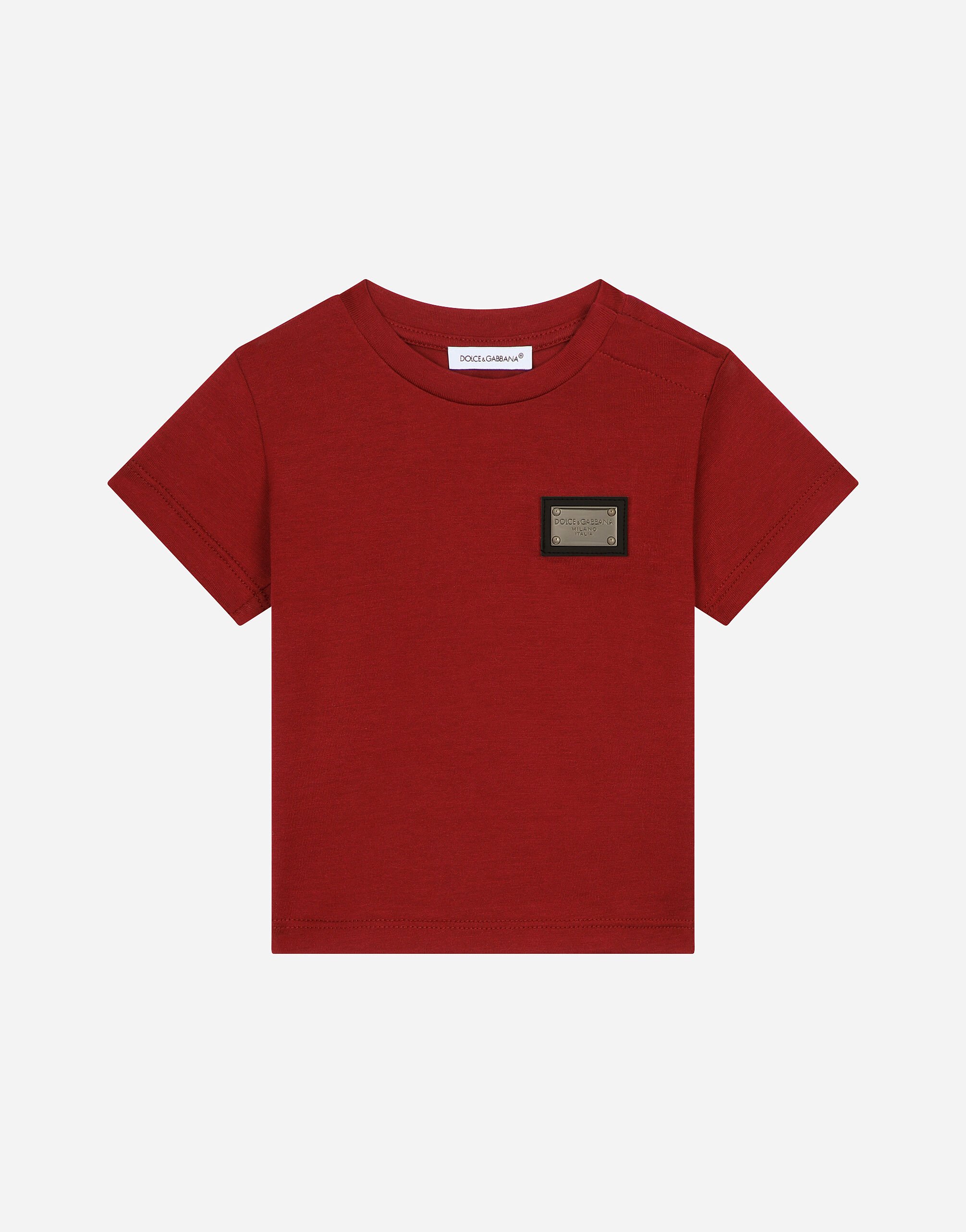 Dolce & Gabbana Jersey T-shirt with logo tag Red L1JWHMG7IXP