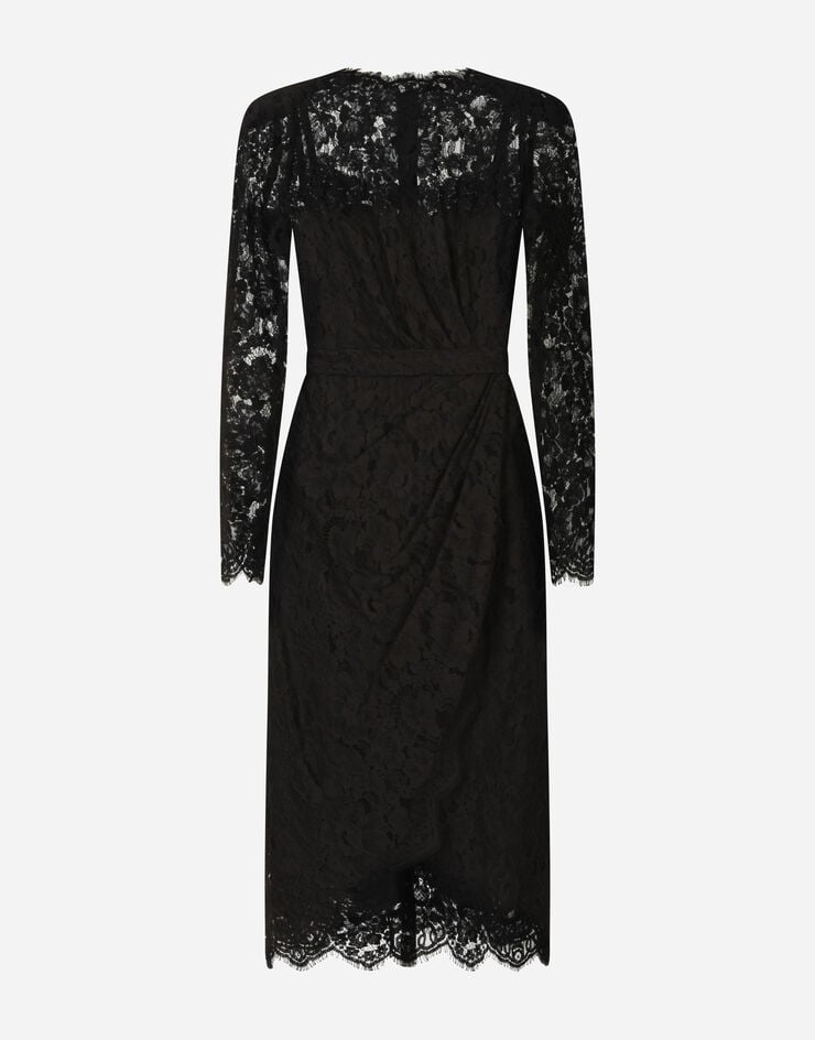 Dolce & Gabbana Galloon lace calf-length wrap dress 黑 F6G8GTFLMSC