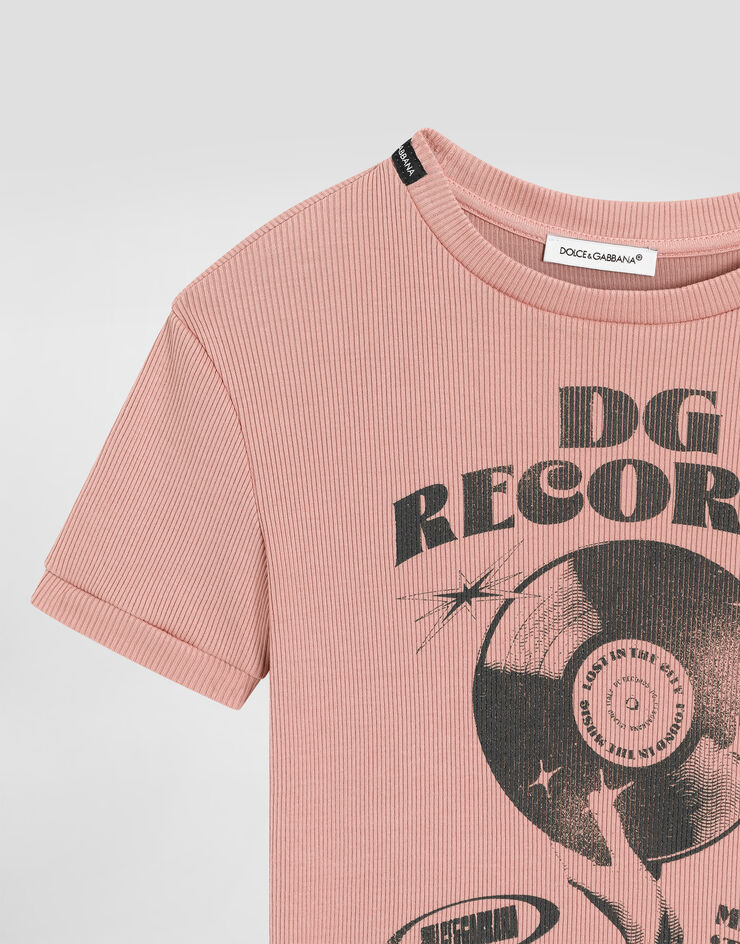 Dolce & Gabbana Cotton t-shirt with print Pink L5JTQSG7PXN