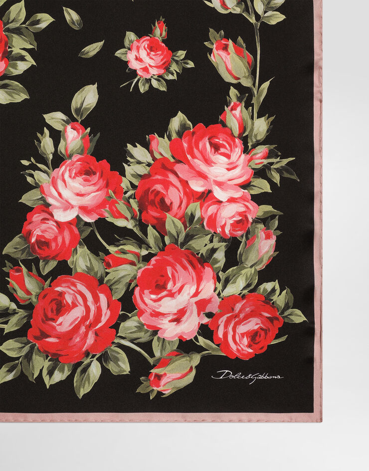 Dolce & Gabbana وشاح من تويل حريري بطبعة باقة أزهار 70X70 Multicolor FN092RGDDPM