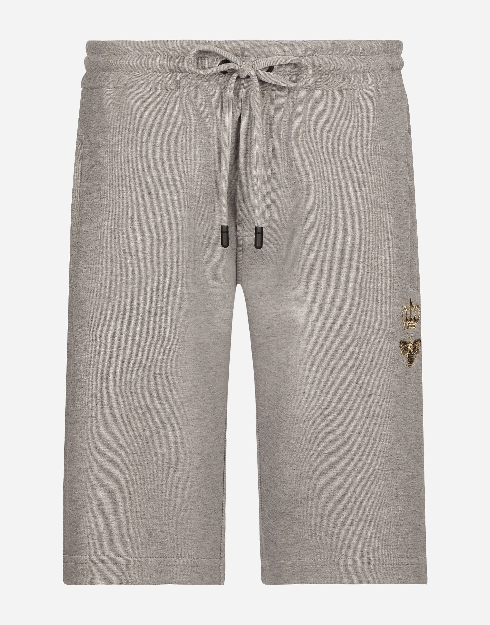 Dolce & Gabbana Jersey jogging shorts with embroidery Grey GP01PTFU4LB
