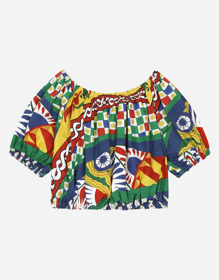 DolceGabbanaSpa Carretto-print poplin top Multicolor L55S88G7J8Z