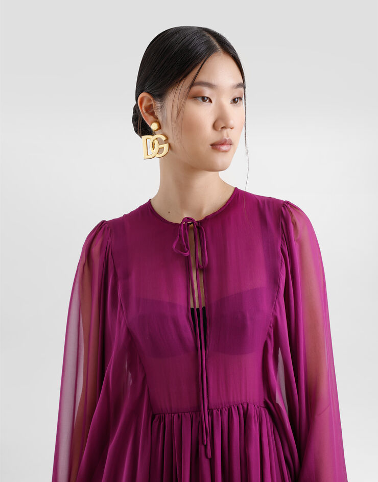 Dolce & Gabbana قفطان طويل من شيفون حريري برباط بنفسجي F6TLZTFU1AT