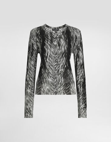 Dolce & Gabbana Cardigan aus Seide Fellprint Grau FXV07TJAHLA