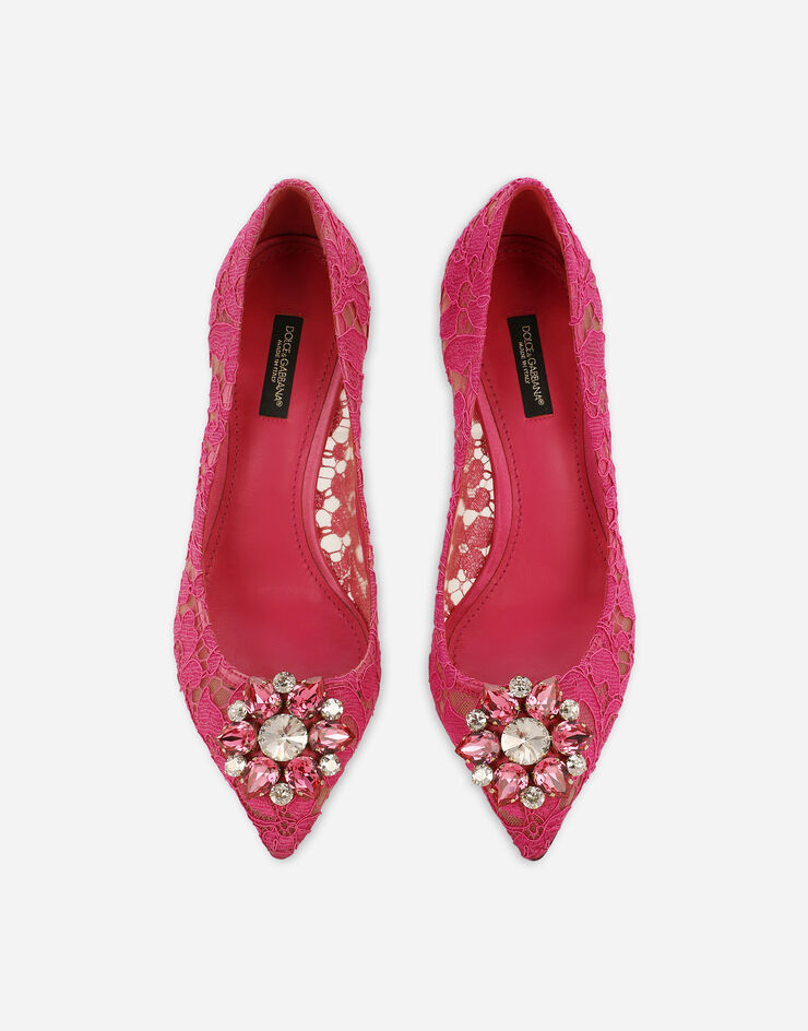Dolce & Gabbana 크리스털 타오르미나 레이스 펌프스 푸시아 핑크 CD0066AL198