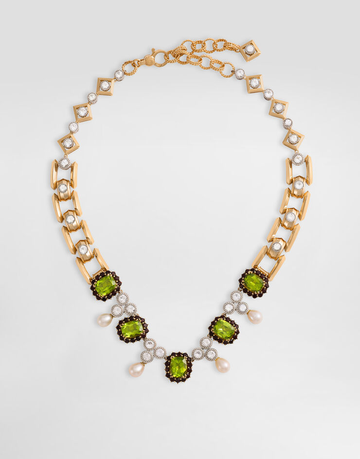 Dolce & Gabbana Eleganza Necklace 18-carat white and yellow gold, peridots, garnets and sapphires     WNSA7GWPER1