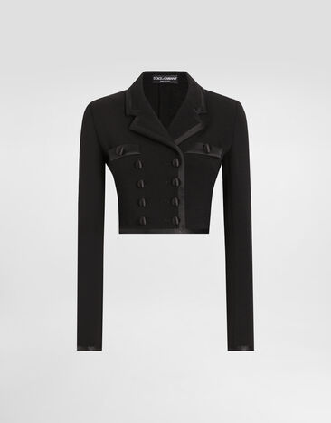 Dolce & Gabbana Short double-breasted wool crepe jacket Beige F0W3STHUMVM