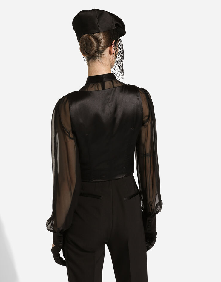 Dolce & Gabbana Single-breasted silk duchesse tuxedo vest Black F792ETFU1KM