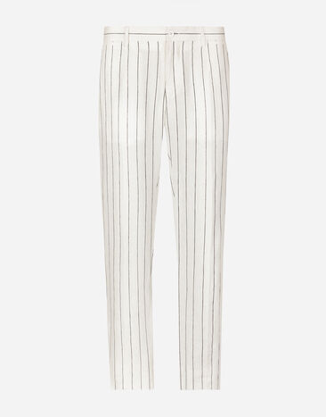 Dolce & Gabbana Льняные брюки в меловую полоску принт GVCRATHI1QB