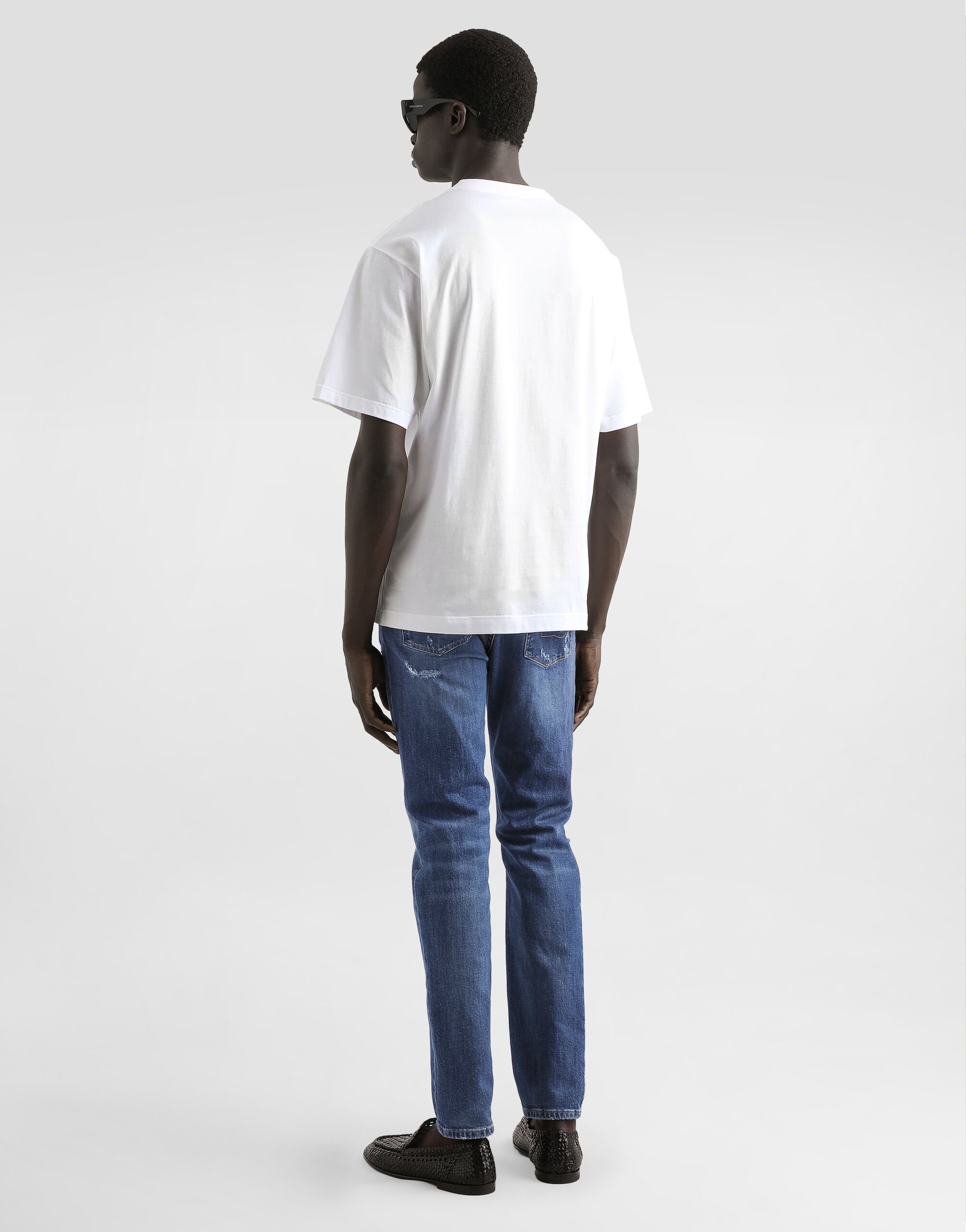 Slim-fit stretch cotton jeans with logo embroidery in