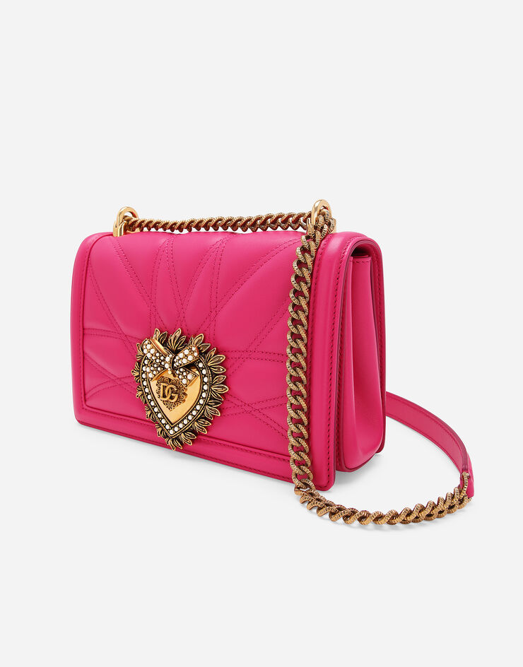 Dolce & Gabbana Mittelgroße Tasche Devotion aus Matelassé-Nappaleder Rosa BB7158AW437