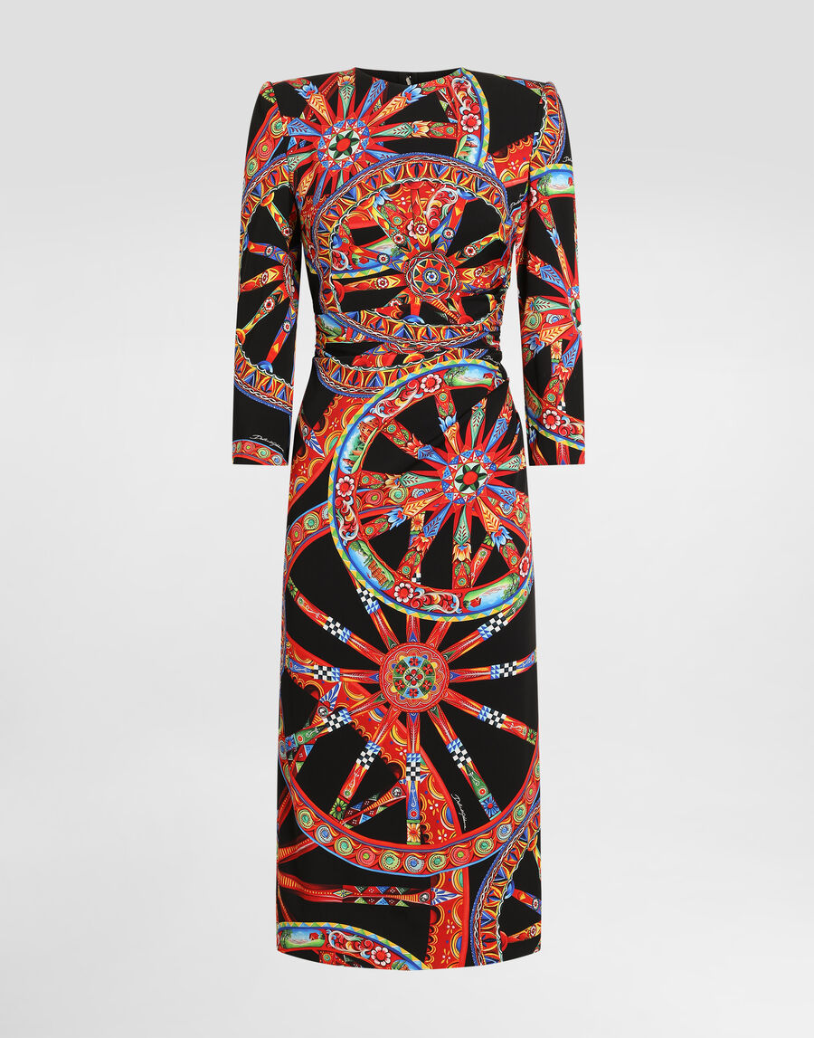 Carretto-print charmeuse dress