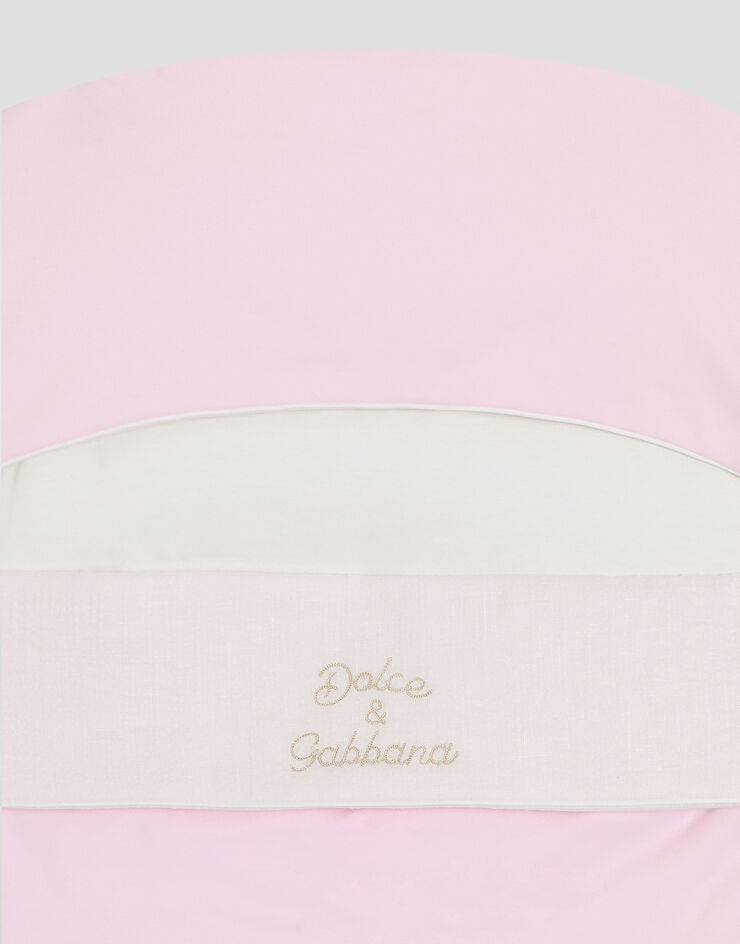 Dolce & Gabbana Interlock and linen baby nest with embroidery Pink LNJAI7G7PUP