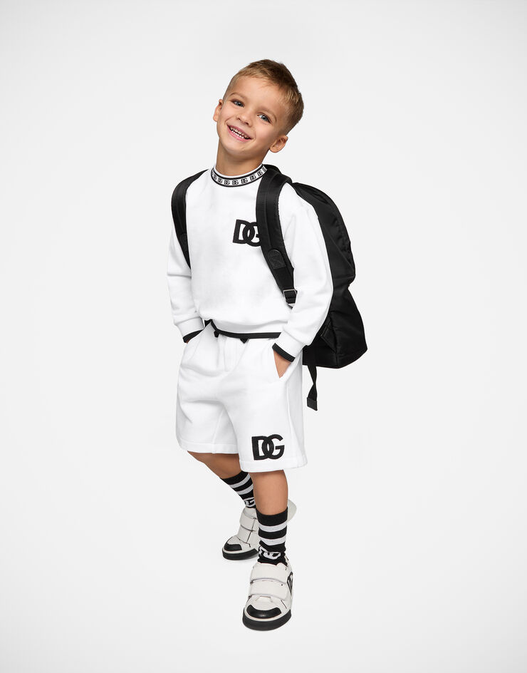Dolce & Gabbana DG 徽标刺绣平纹针织圆领卫衣 白 L4JWDOG7IJ8