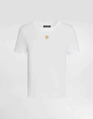 Dolce & Gabbana T-shirt en coton avec médaillon Blanc F8N08ZGDC7I