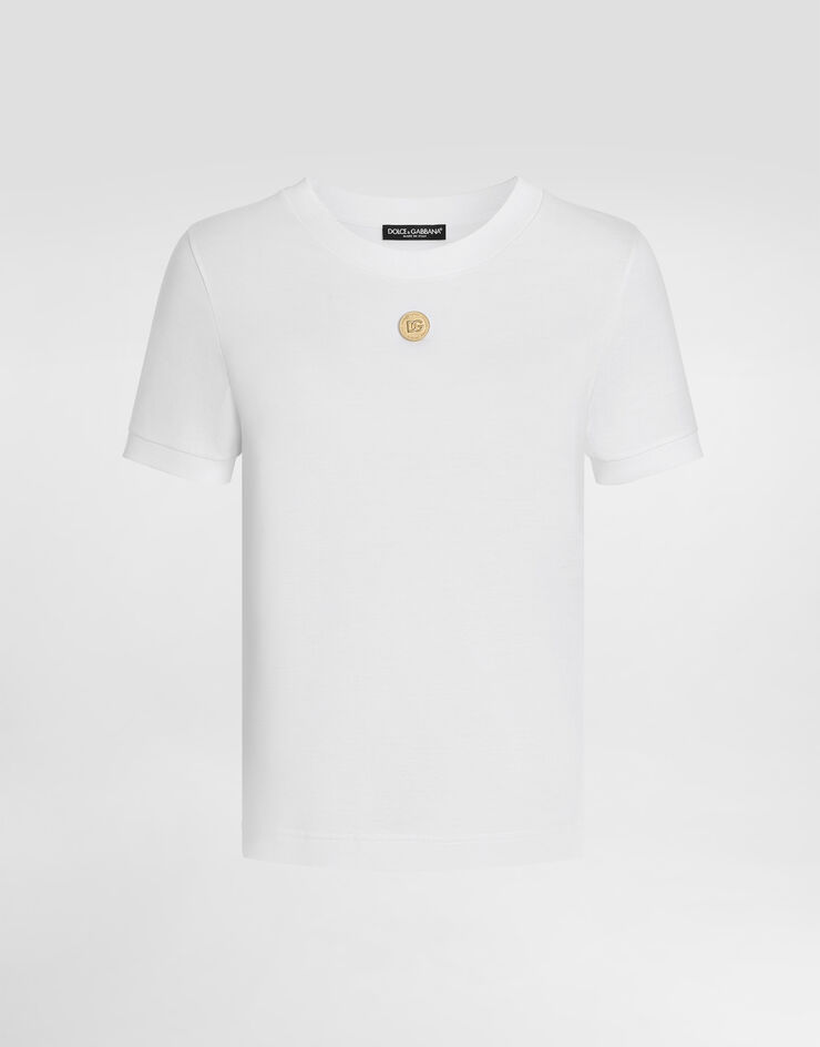 Dolce & Gabbana Cotton t-shirt with medal White F8N08ZGDC7I