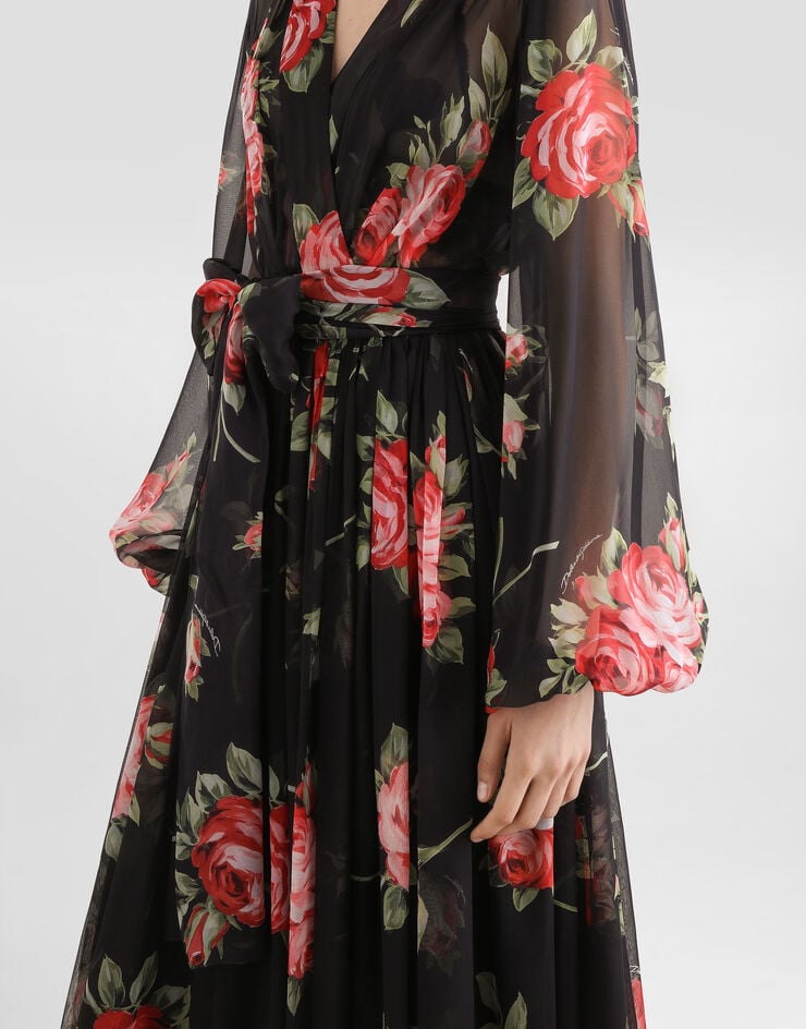 Dolce & Gabbana Rose bouquet-print chiffon dress Multicolor F6CNUTIS11F