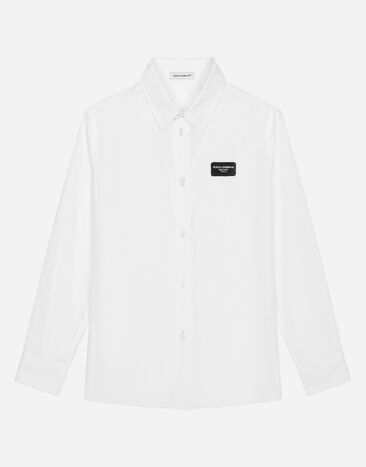 Dolce & Gabbana Camisa de algodón con placa con logotipo Blanco L43S96G7M4A