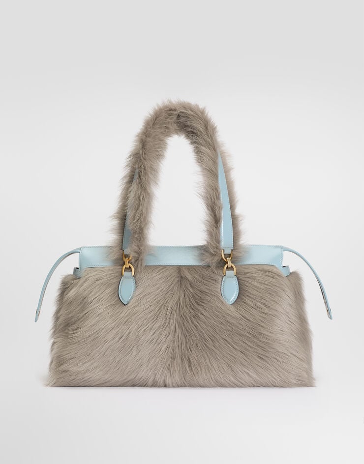 Dolce & Gabbana Vittoria shoulder bag in shearling and calfskin Multicolor BB7953A0736