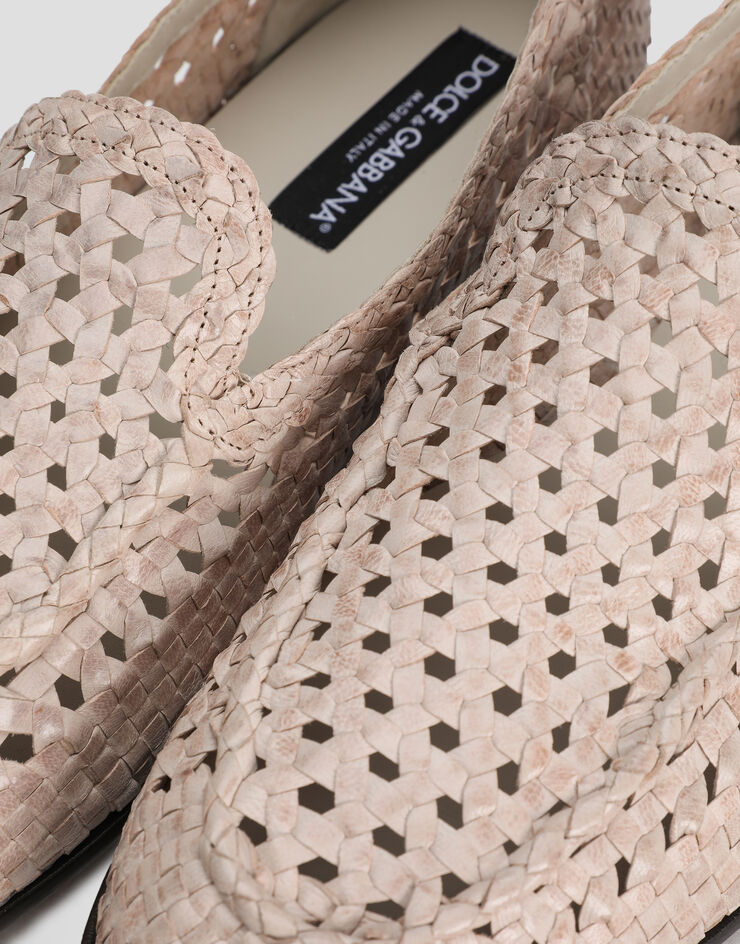Dolce & Gabbana Polished goatskin slippers Beige A50481A6M71