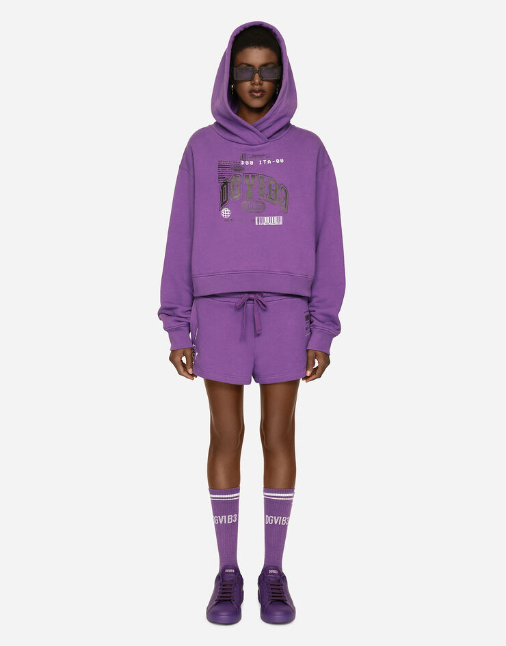 Dolce & Gabbana Long-sleeved cotton jersey hoodie DGVIB3 Purple F9R42TG7K6Y