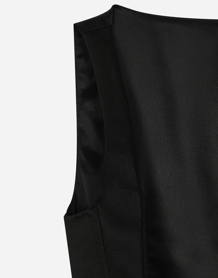 Dolce & Gabbana Chaleco de esmoquin de botonadura doble en raso duquesa de seda Negro F791ZTFU1KM