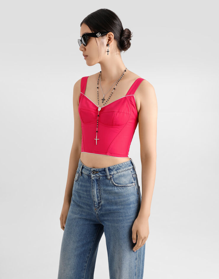 Dolce & Gabbana Top bustier de algodón Fucsia F7W98TFU61A