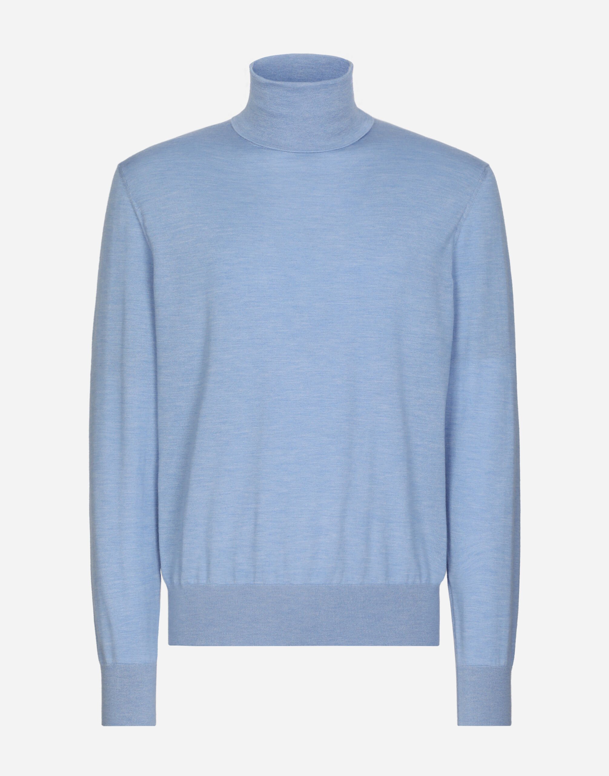 Dolce & Gabbana Extra-fine cashmere and silk turtleneck sweater Blue GX828TJAWTY