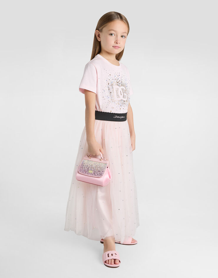 Dolce & Gabbana 라인스톤 장식 튤 스커트 핑크 L55I39HLMXC