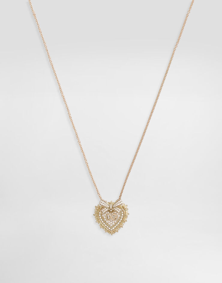 Dolce & Gabbana Devotion necklace in 18kt yellow gold with diamonds and fresh water pearl Gold WNND2GWYEDI