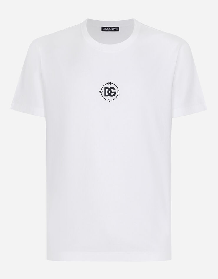 Dolce & Gabbana Camiseta de manga corta de algodón con estampado Marina Blanco G8RN8TG7M2X