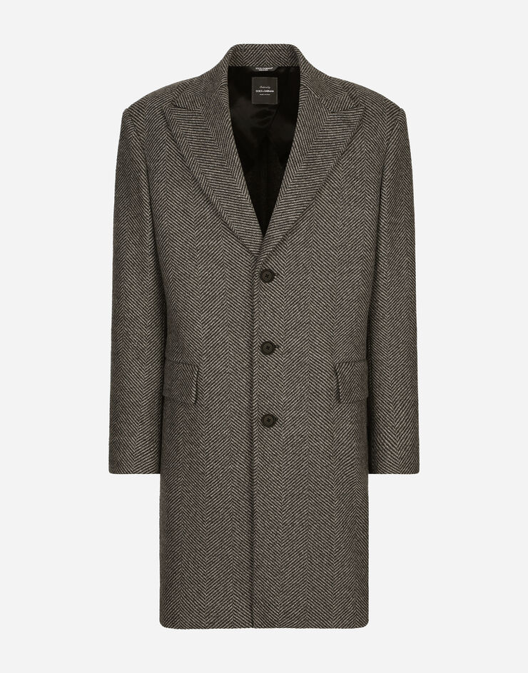 Dolce & Gabbana Single-breasted herringbone wool jersey coat Multicolor G033LTGF172