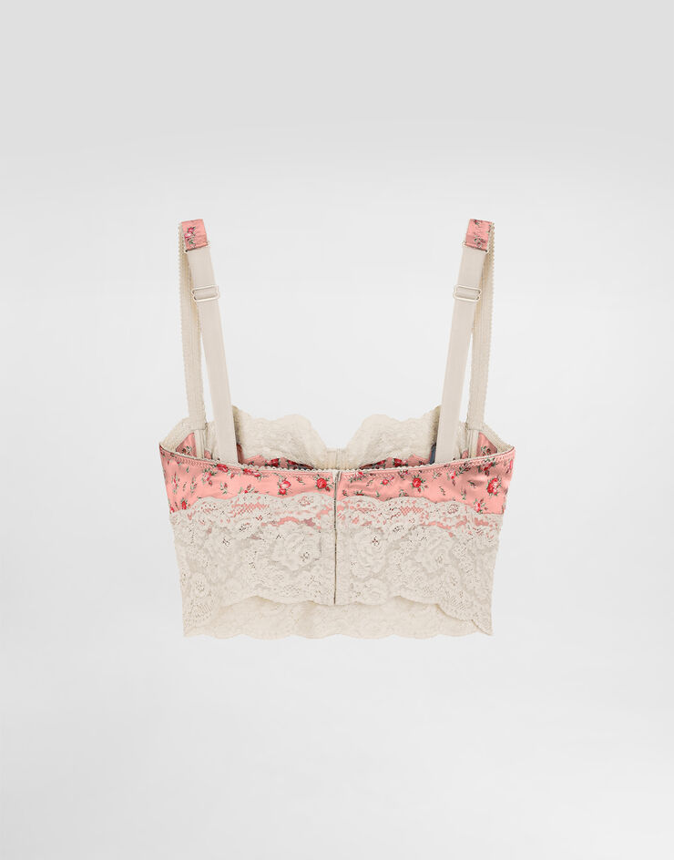 Dolce & Gabbana 발코니 브라 새틴 소재 레이스 디테일 잔장미 프린트 Dolce & Gabbana 발코니 브라 새틴 소재 레이스 디테일 잔장미 프린트 Multicolor O1C93TON0E3