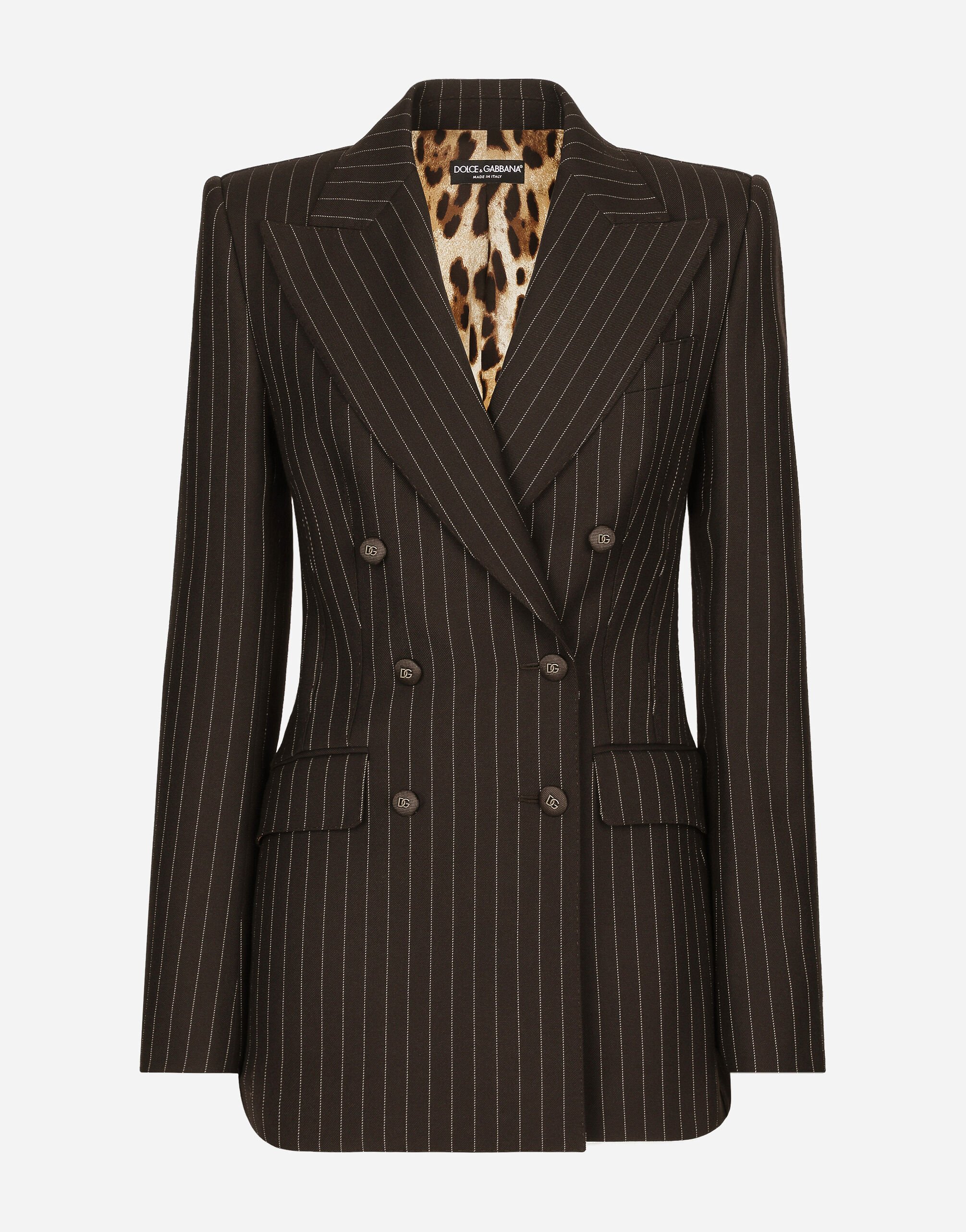 Dolce & Gabbana Double-breasted pinstripe wool Turlington jacket Black F26AHTFU23Q