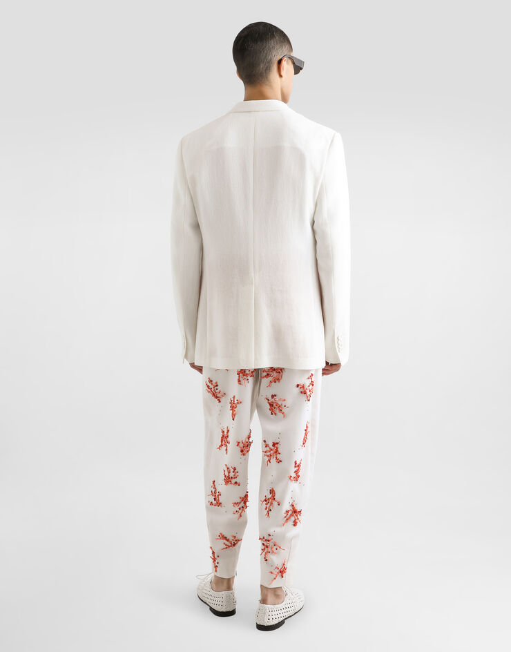 Dolce & Gabbana Pantalones de sarga de algodón con bordado de coral Multicolor GP11RZGJ268