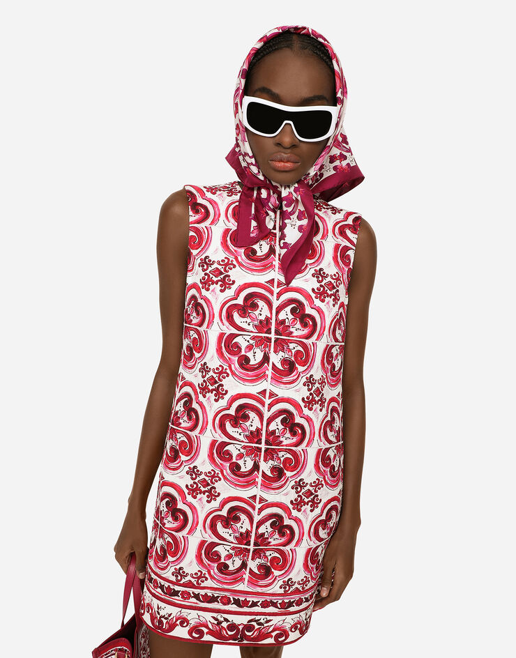 Short Majolicaprint brocade dress in Multicolor for for Women Dolce