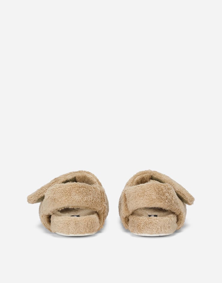 Dolce & Gabbana Terrycloth sandals with logo tag Beige CS2181AJ210