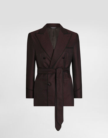 Dolce & Gabbana Double-breasted jacket in micro-pattern jacquard Multicolor G2WA3TFJZAM