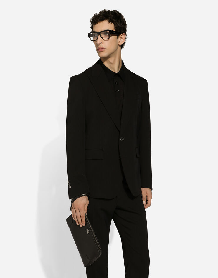 Dolce & Gabbana Chaqueta de botonadura sencilla de gabardina técnica Negro G2TV4TFURNV