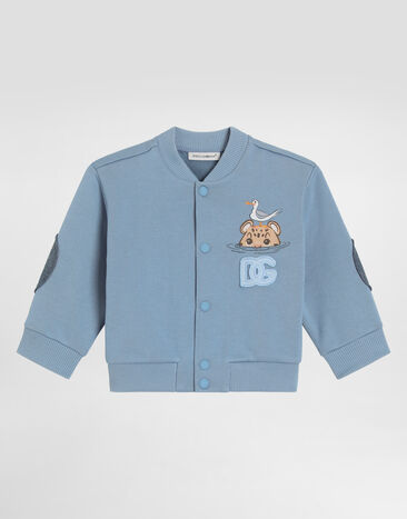 Dolce & Gabbana Sweatshirt with leopard print and DG patch Blue L1JWMTG7PNF