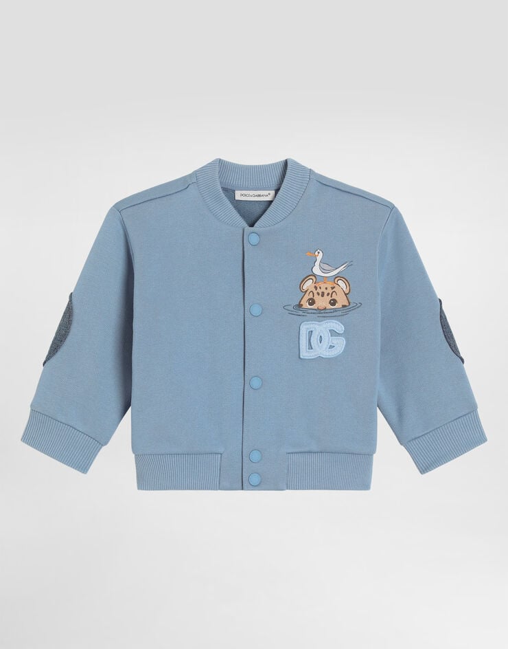 Dolce & Gabbana Sweatshirt with leopard print and DG patch Blue L1JWMTG7PNF