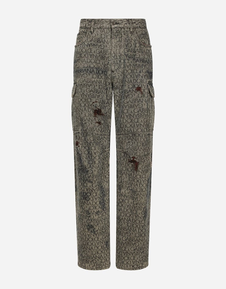 Dolce & Gabbana Gray denim cargo jeans with laser-etched logo Grey GP02PDG8KR7