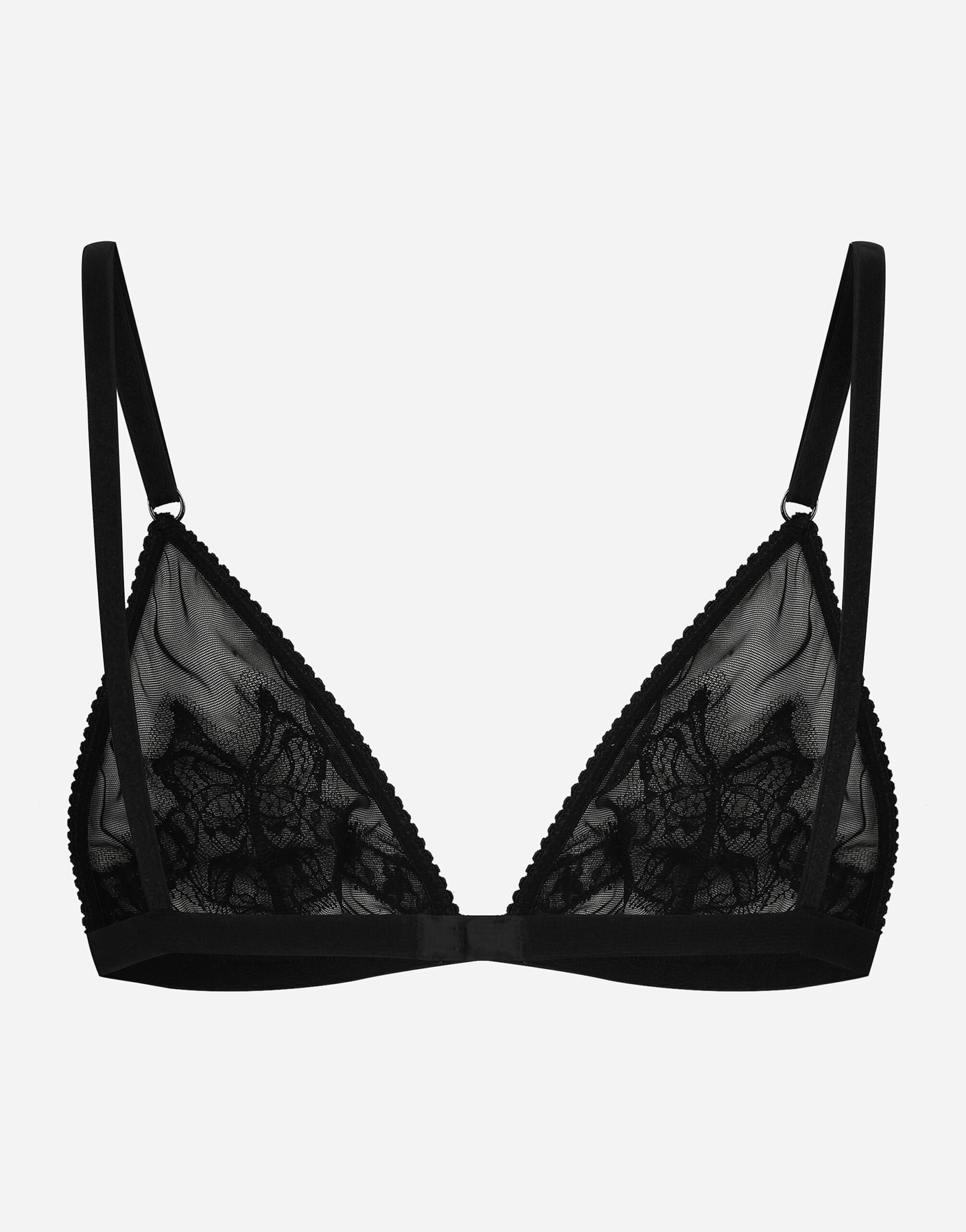 【関税&送料込み】Dolce & Gabbana Triangle Bra Lace and tulle soft-cup triangle bra in Black for Women
