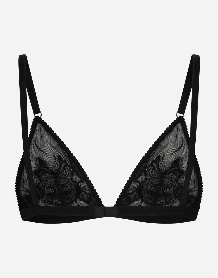 Lace and tulle soft-cup triangle bra in Black for Women | Dolce&Gabbana® US