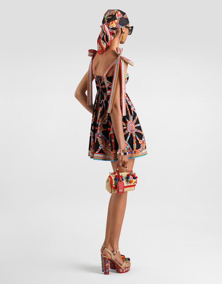 Dolce & Gabbana Abito in popeline stampa carretto Multicolore F615XTGDDTF