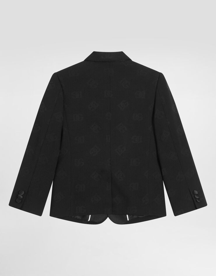 Dolce & Gabbana Single-breasted wool jacquard tuxedo jacket with DG logo Black L41J70FJBAK