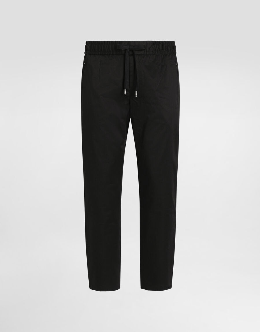 Stretch cotton jogging pants with tag