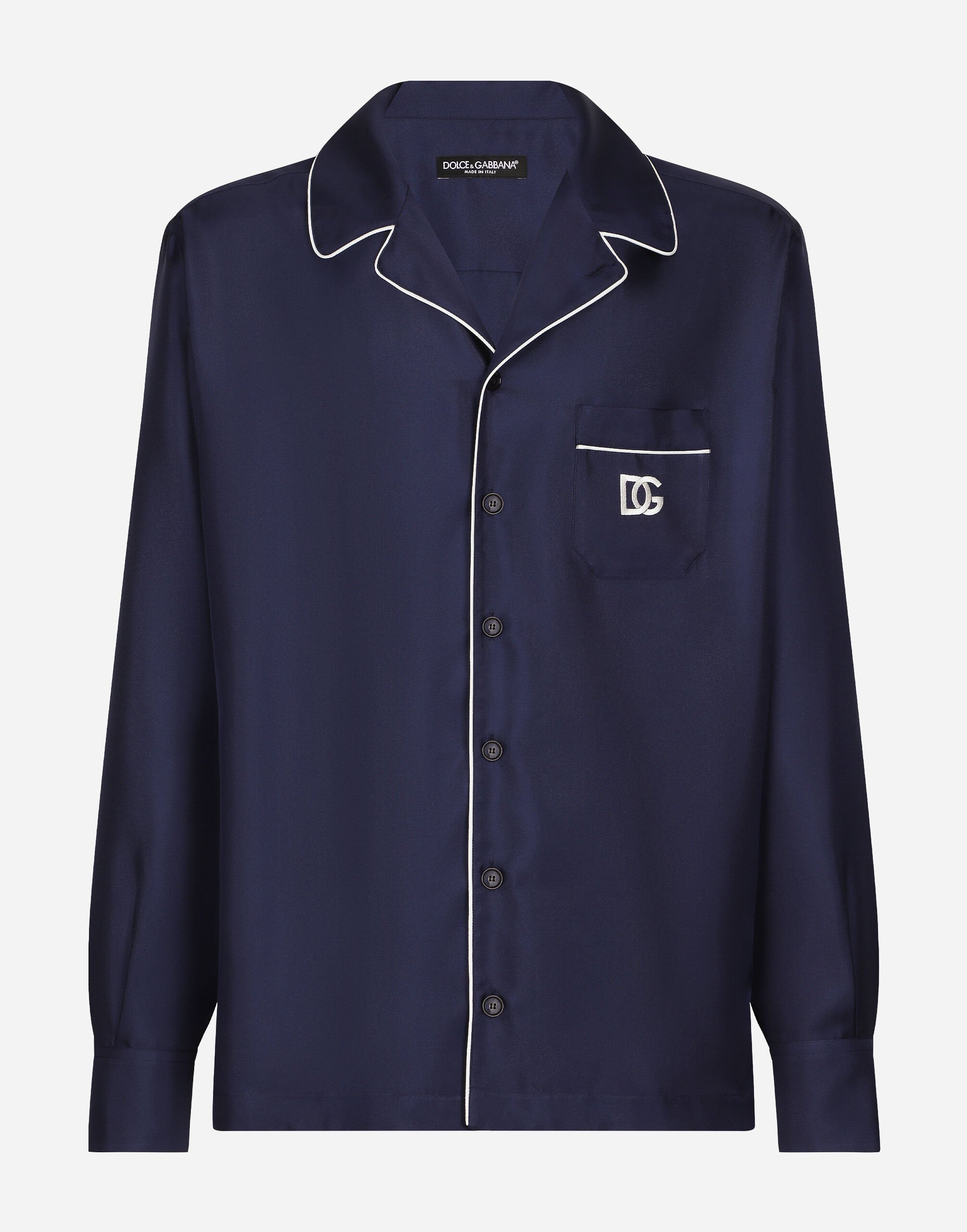 Dolce & Gabbana Рубашка из шелка с вышитой нашивкой логотипа DG черный G5JG4TFU5U8