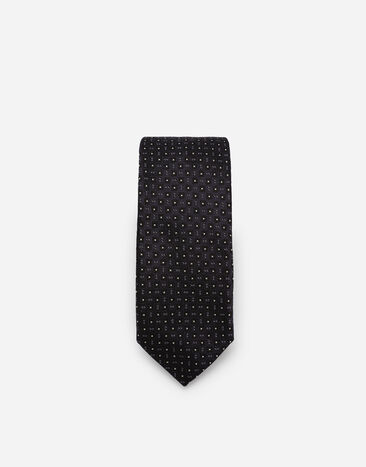 Dolce & Gabbana Silk jacquard tie with DG logo Blue GT149EGH458