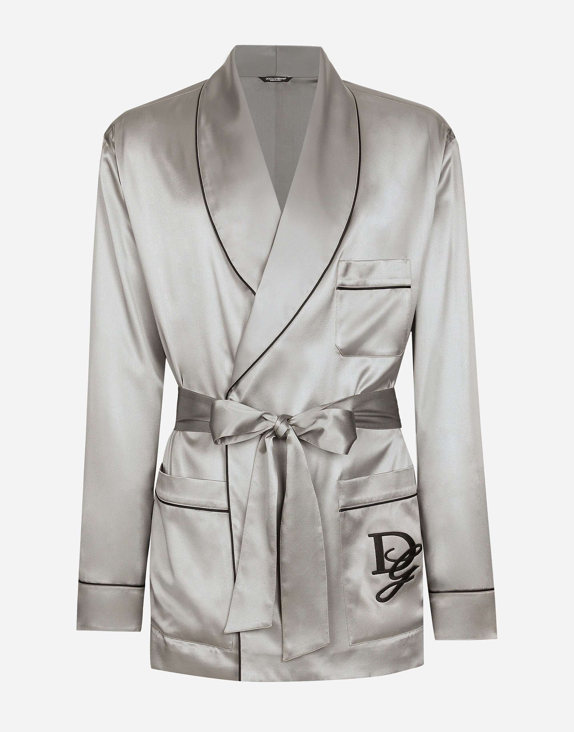 Silk satin robe in Grey for Men Dolce Gabbana US